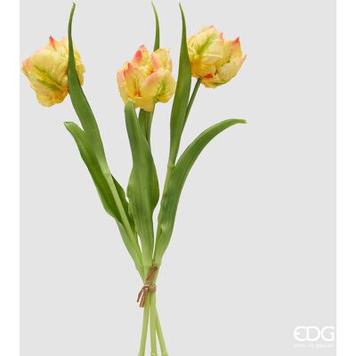 EDG Enzo De Gasperi Bouquete Tulipano Parrot X3 H 40 Cm Con Bocciolo Giallo Chiaro EDG Enzo De Gasperi Bouquete Tulipano Parrot X3 H 40 Cm Con Bocciolo Giallo Chiaro