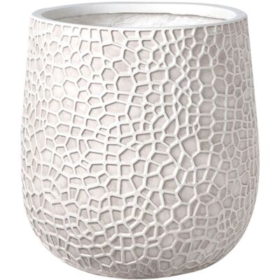 BELIANI Vaso Da Fiori Decorativo Rotonda In Fibra Di Argilla 41 X 41 X 43 Cm Beige Chiaro Qiyun BELIANI Vaso Da Fiori Decorativo Rotonda In Fibra Di Argilla 41 X 41 X 43 Cm Beige Chiaro Qiyun