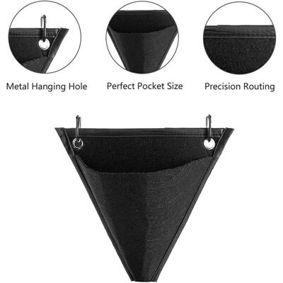 OEM Borsa Portavasi Da Parete – Set Di 3 Tasche Verticali Triangolari Con Gancio, Ideali Per Uso Interno/esterno, Nere OEM Borsa Portavasi Da Parete – Set Di 3 Tasche Verticali Triangolari Con Gancio, Ideali Per Uso Interno/esterno, Nere