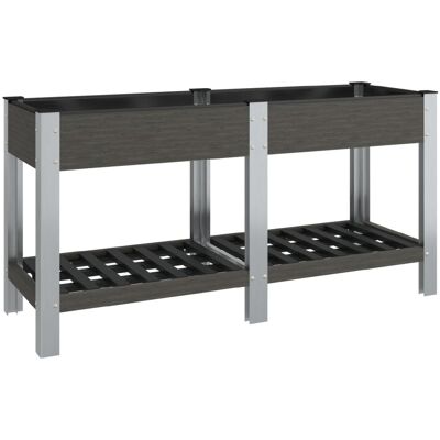 HELLOSHOP26 Fioriera Rialzata Per Piante Fiori Terrazza Giardino Con Ripiano 175 X 50 X 75 Cm Wpc Grigio 020039774 HELLOSHOP26 Fioriera Rialzata Per Piante Fiori Terrazza Giardino Con Ripiano 175 X 50 X 75 Cm Wpc Grigio 020039774