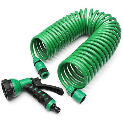 OEM Tubo Da Giardino A Spirale, Lungo Fino A 20 M, Flessibile Con Pistola A Spruzzo, Regolabile Con 7 Modalità, Verde OEM Tubo Da Giardino A Spirale, Lungo Fino A 20 M, Flessibile Con Pistola A Spruzzo, Regolabile Con 7 Modalità, Verde