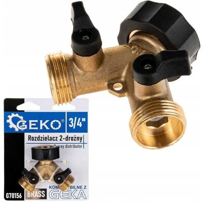 IMPORT Distributore A 2 Vie Gw3/4" X 2 Gz3/4" Con Valvole A Sfera Geko IMPORT Distributore A 2 Vie Gw3/4" X 2 Gz3/4" Con Valvole A Sfera Geko