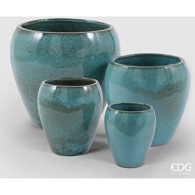 EDG Enzo De Gasperi Set 4 Pz Vaso Glaze Bombato H 68 Cm H 52 Cm H 42 Cm H 32 Cm Waterproof Turquoise EDG Enzo De Gasperi Set 4 Pz Vaso Glaze Bombato H 68 Cm H 52 Cm H 42 Cm H 32 Cm Waterproof Turquoise