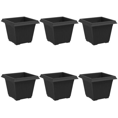VIDAXL Square Flower Pot 6 Pcs Black 33 X 33 X 26 Cm Plastic VIDAXL Square Flower Pot 6 Pcs Black 33 X 33 X 26 Cm Plastic
