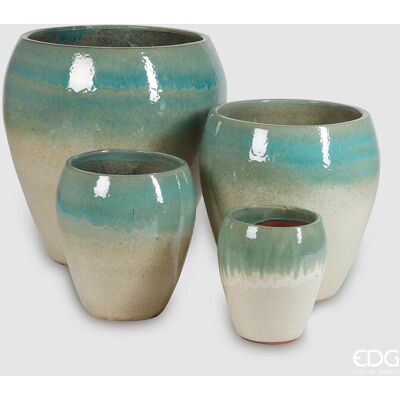 EDG Vaso Glaze Bombato Green Mix H 32 EDG Vaso Glaze Bombato Green Mix H 32