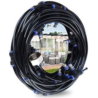 ABYSSE Sistema Di Nebulizzazione Per Esterni Lungo 10 M Con 9 Ugelli In Ottone E Acciaio Inox – Installazione Rapida In Meno Di 10 Minuti – Ideale Per Giardini E Serre ABYSSE Sistema Di Nebulizzazione Per Esterni Lungo 10 M Con 9 Ugelli In Ottone E Acciaio Inox – Installazione Rapida In Meno Di 10 Minuti – Ideale Per Giardini E Serre