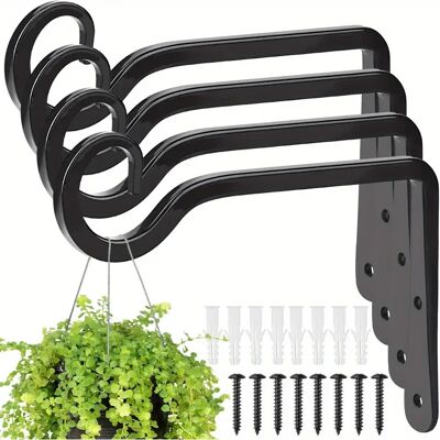 OEM Ganci Per Piante Sospese (4 Pezzi) Robusti Ganci Da Parete Da 15 Cm Metallo Nero Adatti Per Uso Interno Ed Esterno OEM Ganci Per Piante Sospese (4 Pezzi) Robusti Ganci Da Parete Da 15 Cm Metallo Nero Adatti Per Uso Interno Ed Esterno