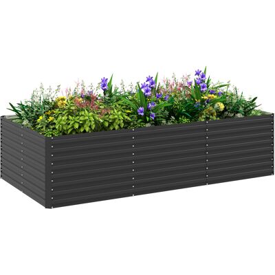 Zone Fioriera Rialzata Zincata Rettangolare Per Esterno - Fondo Aperto - 240 X 120 X 60cm, Grigio Zone Fioriera Rialzata Zincata Rettangolare Per Esterno - Fondo Aperto - 240 X 120 X 60cm, Grigio