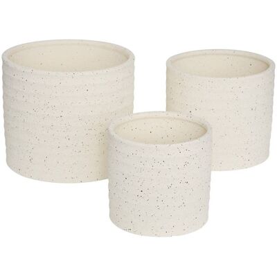 ATMOSPHERA Set Di 3 Vasi Da Fiori In Gres Elly 25x25x21,5 Cm - Créateur D'Intérieur ATMOSPHERA Set Di 3 Vasi Da Fiori In Gres Elly 25x25x21,5 Cm - Créateur D'Intérieur