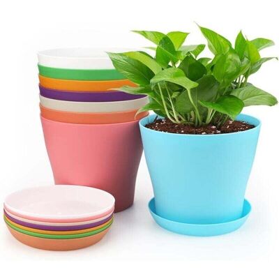 OEM 8 Vasi In Plastica Da 10 Cm Per Piccole Piante, Vasi Da Fiori Per Interni/esterni Con Sottovasi, Adatti Per Piantine, Cactus, Piante Grasse, Orchidee, Erbe Aromatiche - 8 Colorati, 8.58.-crezuo OEM 8 Vasi In Plastica Da 10 Cm Per Piccole Piante, Vasi Da Fiori Per Interni/esterni Con Sottovasi, Adatti Per Piantine, Cactus, Piante Grasse, Orchidee, Erbe Aromatiche - 8 Colorati, 8.58.-crezuo