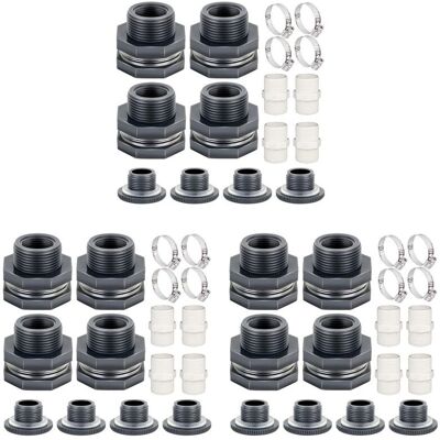 OEM 12 Raccordi Passaparete In Pvc Da 3/4 Di Pollice Con Tappi, Adattatore Per Tubo Da Giardino Con Kit Di Fissaggio, Connettore Per Serbatoio Dell'acqua, Raccordo OEM 12 Raccordi Passaparete In Pvc Da 3/4 Di Pollice Con Tappi, Adattatore Per Tubo Da Giardino Con Kit Di Fissaggio, Connettore Per Serbatoio Dell'acqua, Raccordo