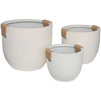 ATMOSPHERA Set Di 3 Vasi Da Fiori Sien 47x40,5x47 Cm Bianco - Créateur D'Intérieur ATMOSPHERA Set Di 3 Vasi Da Fiori Sien 47x40,5x47 Cm Bianco - Créateur D'Intérieur