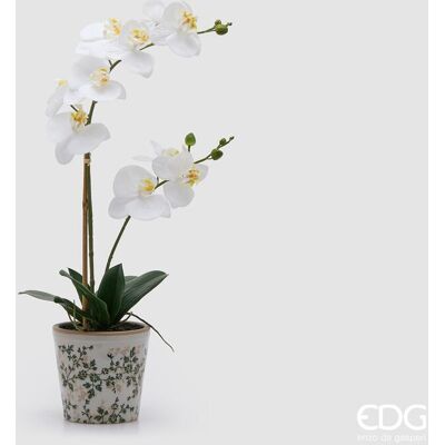 EDG Enzo De Gasperi Orchidea Phalaenopsis X2 Con Bocciolo E Vaso Pianta Artificiale H 60 Cm Bianco EDG Enzo De Gasperi Orchidea Phalaenopsis X2 Con Bocciolo E Vaso Pianta Artificiale H 60 Cm Bianco