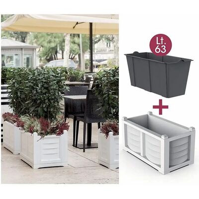 Bama Fioriera Kit Arredo Con Vasca Interna 80x42,5xh42 Resina Colore Bianco Bama Fioriera Kit Arredo Con Vasca Interna 80x42,5xh42 Resina Colore Bianco
