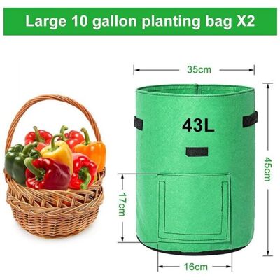 OEM Sacchi Per La Coltivazione Di Patate – 2 Unità Da 43 Litri, Realizzati In Tessuto Non Tessuto Traspirante A Doppio Strato Con Fondo Finestrato. OEM Sacchi Per La Coltivazione Di Patate – 2 Unità Da 43 Litri, Realizzati In Tessuto Non Tessuto Traspirante A Doppio Strato Con Fondo Finestrato.