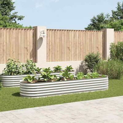 VIDAXL Letto Rialzato Giardino 320x80x44 Cm In Acciaio Zincato Argento - VIDAXL Letto Rialzato Giardino 320x80x44 Cm In Acciaio Zincato Argento -