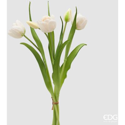 EDG Enzo De Gasperi Bouquete Tulipano Chiuso X4 H 40 Cm Con Bocciolo Bianco EDG Enzo De Gasperi Bouquete Tulipano Chiuso X4 H 40 Cm Con Bocciolo Bianco