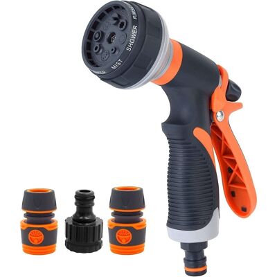 OEM Pistola A Spruzzo Per Tubo Da Giardino, 8 Ugelli, Spruzzatore Per Irrigazione Ad Alta Pressione Per Irrigare Giardino, Prato, Autolavaggio, Doccia Per Animali Domestici OEM Pistola A Spruzzo Per Tubo Da Giardino, 8 Ugelli, Spruzzatore Per Irrigazione Ad Alta Pressione Per Irrigare Giardino, Prato, Autolavaggio, Doccia Per Animali Domestici