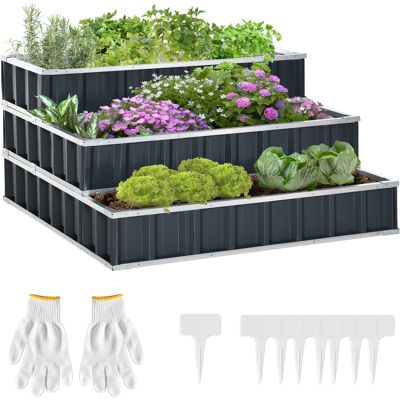 Zone Aiuola Rialzata In Acciaio 3 Livelli Letto Da Giardino Con Marcatori Per Piante A Forma Di T Guanti Letto Di Coltivazione Letto Per Erbe Gradinata Per Fiori Per Balcone Giardino Grigio Scuro 118 X 118 Zone Aiuola Rialzata In Acciaio 3 Livelli Letto Da Giardino Con Marcatori Per Piante A Forma Di T Guanti Letto Di Coltivazione Letto Per Erbe Gradinata Per Fiori Per Balcone Giardino Grigio Scuro 118 X 118
