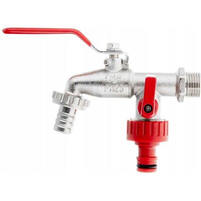 IMPORT Rubinetto A Sfera Con Doppia Uscita, Tappo Da 1/2" Per Tubo Flessibile E Connettore Rapido Geko IMPORT Rubinetto A Sfera Con Doppia Uscita, Tappo Da 1/2" Per Tubo Flessibile E Connettore Rapido Geko