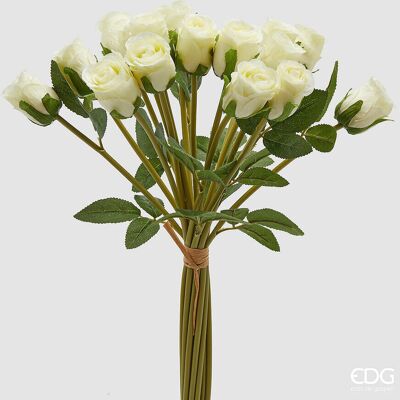 EDG Enzo De Gasperi Mazzo Rosa Con Foglie H 40 Cm Bouquet 18 Fiori Light Green EDG Enzo De Gasperi Mazzo Rosa Con Foglie H 40 Cm Bouquet 18 Fiori Light Green