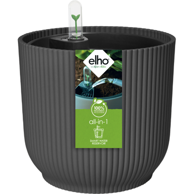 Elho All-in-1 Vibes Round 18 + Swi 17 Anthracite Vaso Rotondo Elho All-in-1 Vibes Round 18 + Swi 17 Anthracite Vaso Rotondo