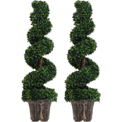 Outsunny Set 2 Piante Artificiali Di Bosso Con Vaso Ø32x120 Cm Verde Outsunny Set 2 Piante Artificiali Di Bosso Con Vaso Ø32x120 Cm Verde