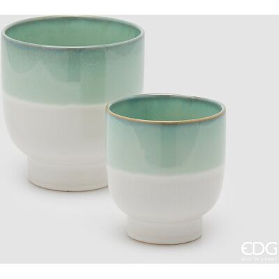 EDG Enzo De Gasperi Set 2 Vasi Cachepot Nuance Verde Salvia Ceramica Piede EDG Enzo De Gasperi Set 2 Vasi Cachepot Nuance Verde Salvia Ceramica Piede