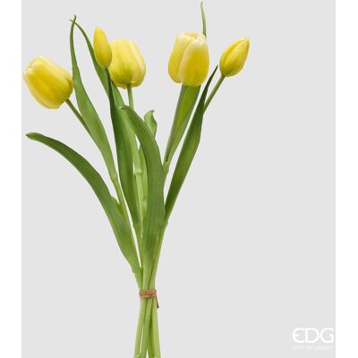 EDG Enzo De Gasperi Bouquete Tulipano Chiuso X4 H 40 Cm Con Bocciolo Giallo EDG Enzo De Gasperi Bouquete Tulipano Chiuso X4 H 40 Cm Con Bocciolo Giallo