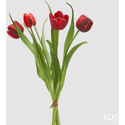 EDG Enzo De Gasperi Bouquete Tulipano Chiuso X4 H 40 Cm Con Bocciolo Rosso Grenat EDG Enzo De Gasperi Bouquete Tulipano Chiuso X4 H 40 Cm Con Bocciolo Rosso Grenat