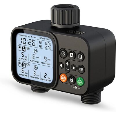 AULEDIO Timer Irrigazione 2 Vie – Programmatore Doppia Uscita, Irrigazione Automatica Giardino AULEDIO Timer Irrigazione 2 Vie – Programmatore Doppia Uscita, Irrigazione Automatica Giardino