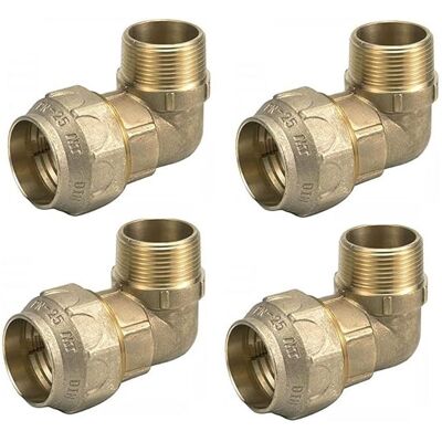 SUINGA Ottone 40mm x 1 1/4" Angolo Pack di 4 - Attacco tubo SUINGA Ottone 40mm x 1 1/4" Angolo Pack di 4 - Attacco tubo