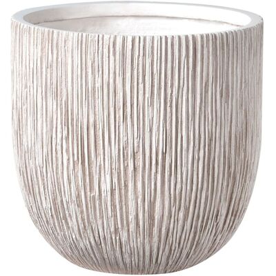 BELIANI Vaso Da Fiori Rotondo Decorativa In Fibra Di Argilla 42 X 42 X 39 Cm Beige Chiaro Hanyue BELIANI Vaso Da Fiori Rotondo Decorativa In Fibra Di Argilla 42 X 42 X 39 Cm Beige Chiaro Hanyue