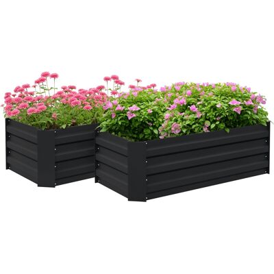 Zone Lotto Di 2 Orti Rialzati Dim. 100l X 50l X 30h Cm - Lamiera D'Acciaio Ondulata Nero Zone Lotto Di 2 Orti Rialzati Dim. 100l X 50l X 30h Cm - Lamiera D'Acciaio Ondulata Nero