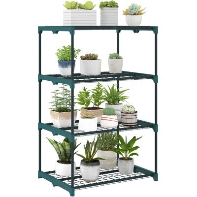Zone Portavaso A Quattro Ripiani, Alto 105 Cm, Adatto Sia Per Interni Che Per Esterni, Realizzato In Acciaio, Colore Verde Scuro. Zone Portavaso A Quattro Ripiani, Alto 105 Cm, Adatto Sia Per Interni Che Per Esterni, Realizzato In Acciaio, Colore Verde Scuro.