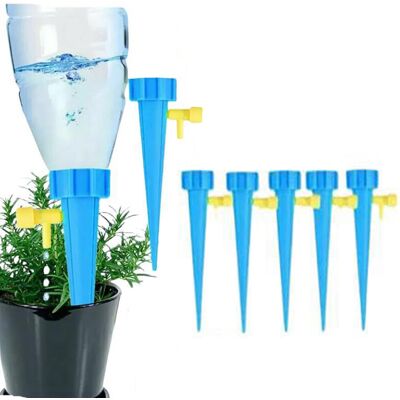 AULEDIO 6 Irrigatori Automatici Per Piante – Punte A Goccia Con Valvola Di Regolazione Per Piante Da Giardino, Fiori E Piante Da Interno – Blu AULEDIO 6 Irrigatori Automatici Per Piante – Punte A Goccia Con Valvola Di Regolazione Per Piante Da Giardino, Fiori E Piante Da Interno – Blu