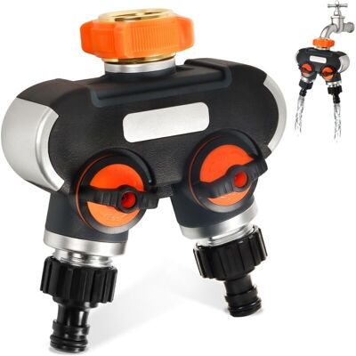 URSUS Sdoppiatore A 2 Vie - Con Valvola Di Intercettazione Per Il Collegamento Simultaneo Di 2 Dispositivi, Flusso D'Acqua Regolabile, Adattatore Per Irrigazione Da Giardino URSUS Sdoppiatore A 2 Vie - Con Valvola Di Intercettazione Per Il Collegamento Simultaneo Di 2 Dispositivi, Flusso D'Acqua Regolabile, Adattatore Per Irrigazione Da Giardino
