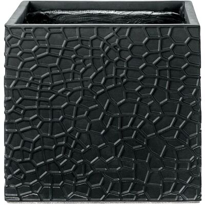BELIANI Vaso Da Fiori Per Uso Esterno E Interno In Fibra Di Argilla Quadrato Decorativo 44 X 44 X 38 Cm Nero Feiyan BELIANI Vaso Da Fiori Per Uso Esterno E Interno In Fibra Di Argilla Quadrato Decorativo 44 X 44 X 38 Cm Nero Feiyan