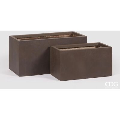 EDG Vaso Resinpietra Vaschetta Light Brown H 30 EDG Vaso Resinpietra Vaschetta Light Brown H 30