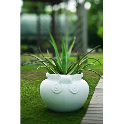ELBI - Cache Pot Liscio Con Manici In Resina Bianco ELBI - Cache Pot Liscio Con Manici In Resina Bianco