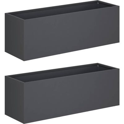VIDAXL Vaso Da Giardino 2 Pz Antracite 60 X 20 X 20 Cm VIDAXL Vaso Da Giardino 2 Pz Antracite 60 X 20 X 20 Cm