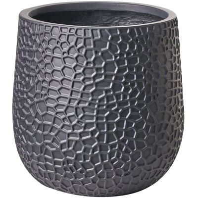 BELIANI Vaso Da Fiori Decorativo Rotonda In Fibra Di Argilla 41 X 41 X 43 Cm Nero Qiyun BELIANI Vaso Da Fiori Decorativo Rotonda In Fibra Di Argilla 41 X 41 X 43 Cm Nero Qiyun