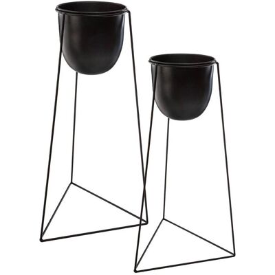 ATMOSPHERA Set Di 2 Vasi In Metallo Nero - Créateur D'Intérieur ATMOSPHERA Set Di 2 Vasi In Metallo Nero - Créateur D'Intérieur