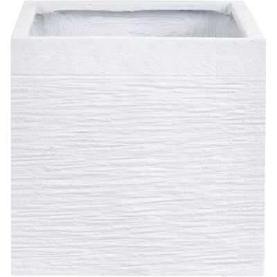 BELIANI Vaso Da Giardino Per Esterni Geometrico Quadrato In Pietra 40x40x38 Cm Bianco Paros BELIANI Vaso Da Giardino Per Esterni Geometrico Quadrato In Pietra 40x40x38 Cm Bianco Paros