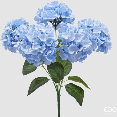 EDG Enzo De Gasperi Ortensia Bouquet X6 Con Foglie H 50 Cm Pianta Artificiale Colore Celeste EDG Enzo De Gasperi Ortensia Bouquet X6 Con Foglie H 50 Cm Pianta Artificiale Colore Celeste