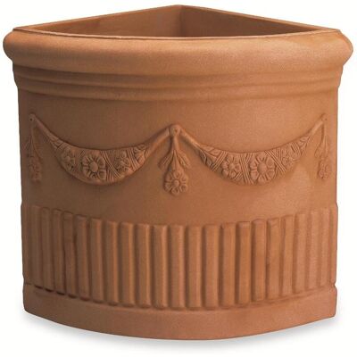 ELBI - Vaso Resina Angolare Doppio Festone Cm. 49 Anticato ELBI - Vaso Resina Angolare Doppio Festone Cm. 49 Anticato