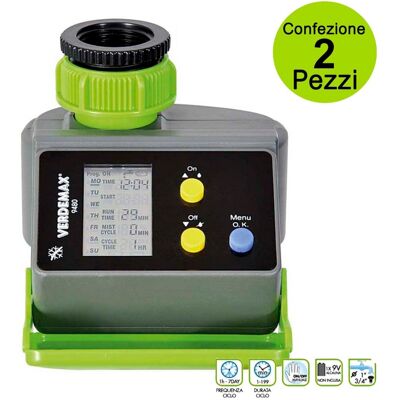 VERDEMAX Multipack Da 2 Pz Programmatore Digitale Irrigazione Centralina Digitale 9480 VERDEMAX Multipack Da 2 Pz Programmatore Digitale Irrigazione Centralina Digitale 9480
