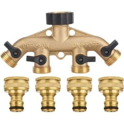 OEM Raccordo A 4 Vie In Ottone Massiccio Con Valvole Di Intercettazione, Rubinetto E Uscite Da 1,9 Cm Consente Di Collegare Fino A 4 Tubi Contemporaneamente. OEM Raccordo A 4 Vie In Ottone Massiccio Con Valvole Di Intercettazione, Rubinetto E Uscite Da 1,9 Cm Consente Di Collegare Fino A 4 Tubi Contemporaneamente.