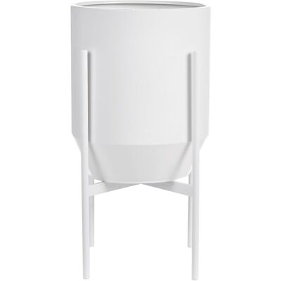 BELIANI Portavasi Fioriera Glam Per Interni Ed Esterni 33 X 33 X 62 Cm Metallo Bianco Hybridum BELIANI Portavasi Fioriera Glam Per Interni Ed Esterni 33 X 33 X 62 Cm Metallo Bianco Hybridum