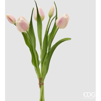EDG Enzo De Gasperi Bouquete Tulipano Chiuso X4 H 40 Cm Con Bocciolo Bianco Rosa EDG Enzo De Gasperi Bouquete Tulipano Chiuso X4 H 40 Cm Con Bocciolo Bianco Rosa